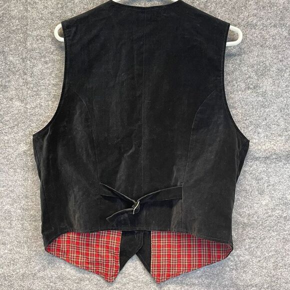 KAREN SCOTT Vest Womens Medium Black Red Poinsettia Christmas Velvet Embroidered - Picture 8 of 16